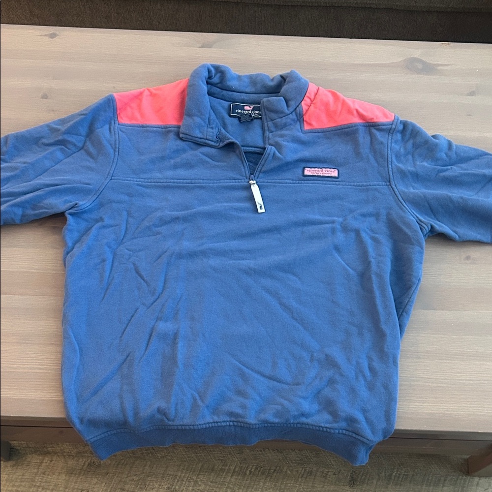 Vineyard Vines Blue Pullover with Pink Accents